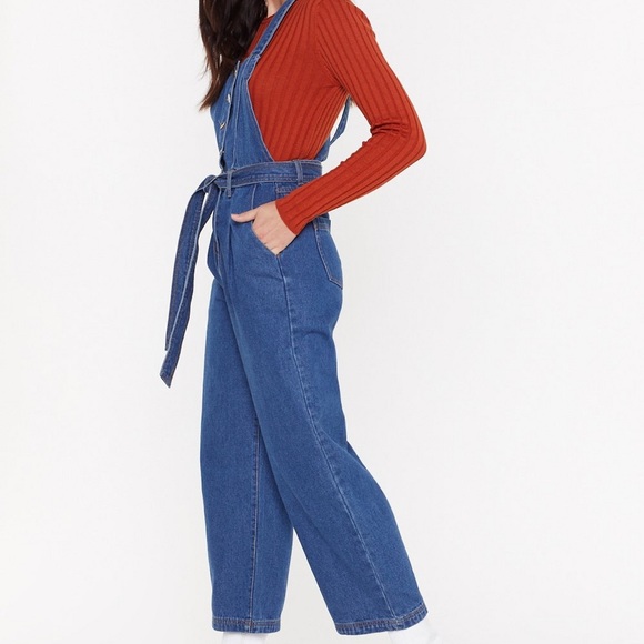 Tie Me Denim Belted Dungarees - Picture 2 of 4